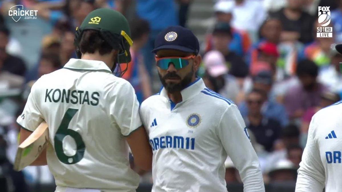 Sam Konstas and Virat Kohli collide during Day 1 of the fourth Test at MCG on Thursday, December 26, 2024
